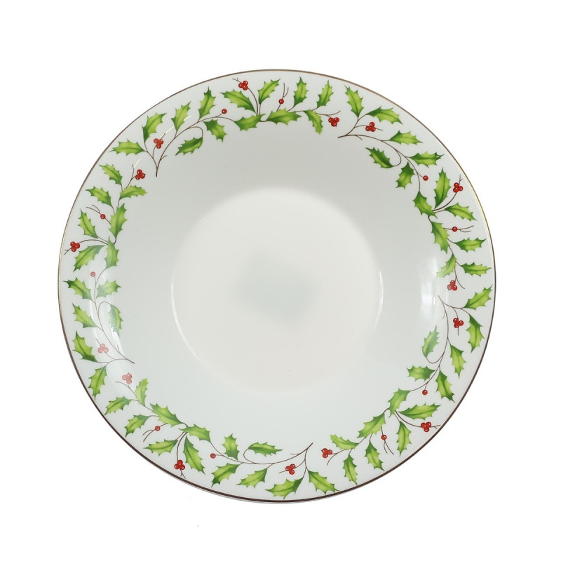 Farfurie Craciun 23007G, adanca, sticla termica, multicolor, diametru 21 cm