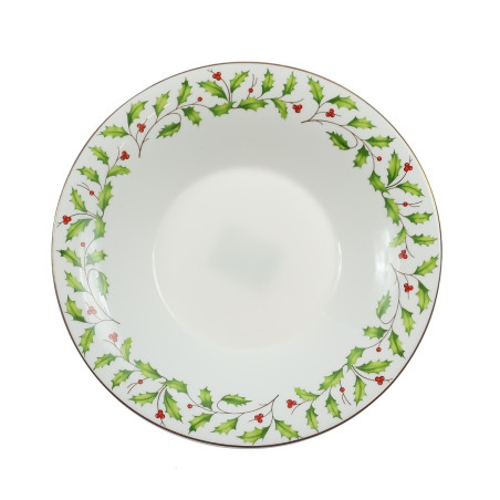 Farfurie Craciun 23007G, adanca, sticla termica, multicolor, diametru 21 cm