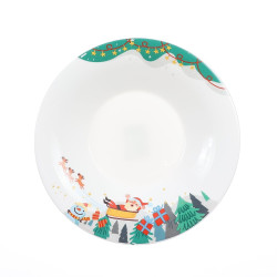 Farfurie Craciun 23008, adanca, sticla termica, multicolor, diametru 21 cm