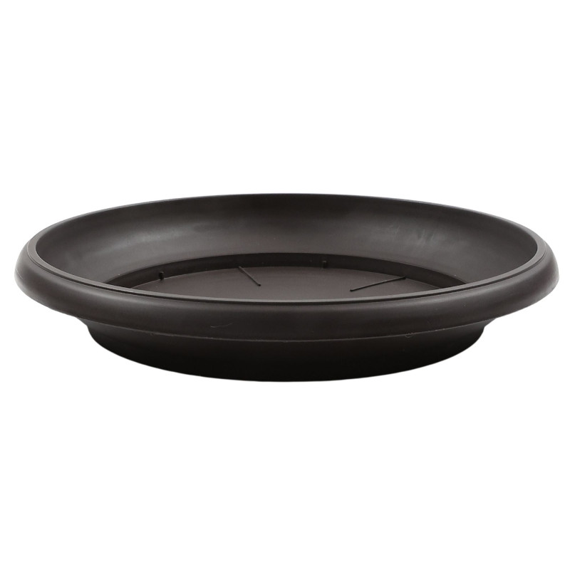 Farfurie ghiveci Critex Infinity, plastic, rotunda, wenge, D 31 cm
