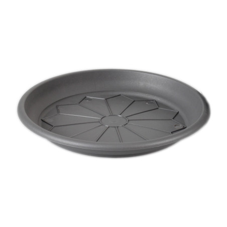 Farfurie ghiveci Naxos, plastic, rotund, antracit, D 18 cm