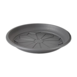 Farfurie ghiveci Naxos, plastic, rotund, antracit, D 24 cm