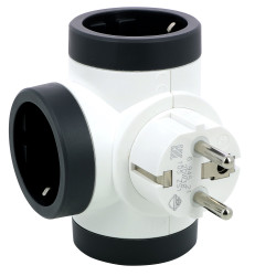 Adaptor 3 prize Legrand 694521, 16 A, contact de protectie, protectie copii, iesire laterala