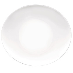 Farfurie intinsa Prometeo, sticla opal, alba, 27 x 24 cm