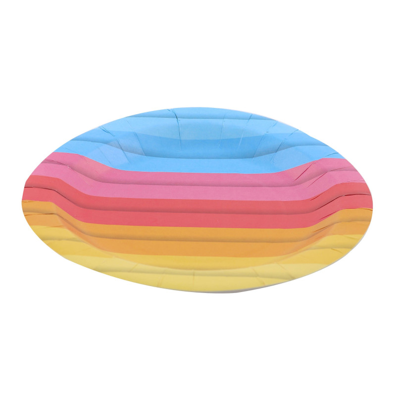 Farfurii rotunde Curcubeu, carton, D 23 cm, set 10 bucati