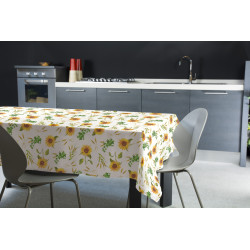Fata de masa impermeabila Felpata 241, model floral, PVC, alb + galben + verde, 160 x 120 cm