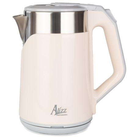 Fierbator apa electric, Alizz SK-0702, 1800 W, 2.3 litri, crem, baza rotativa de 360 grade, indicator luminos