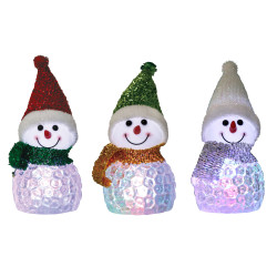 Figurina Craciun om de zapada, Hoff, 4 LED-uri, lumina multicolora, alimentare baterii, H 10 cm
