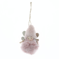 Figurina decorativa Craciun 20BJ881266, model ingeras, roz, 13.5 x 7 x 5 cm