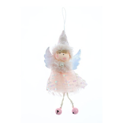 Figurina decorativa Craciun, model ingeras, roz, 8 x 3.5 x 17 cm, 66660009