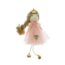 Figurina decorativa Craciun, model printesa, roz, inaltime 14 cm, 66660007