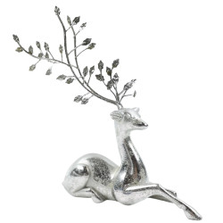 Figurina decorativa Craciun, model ren, argintiu, 24 x 10 x 26.5 cm, AK03X24007