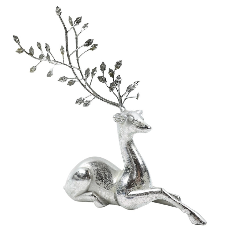 Figurina decorativa Craciun, model ren, argintiu, 24 x 10 x 26.5 cm, AK03X24007