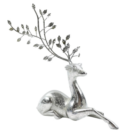 Figurina decorativa Craciun, model ren, argintiu, 24 x 10 x 26.5 cm, AK03X24007