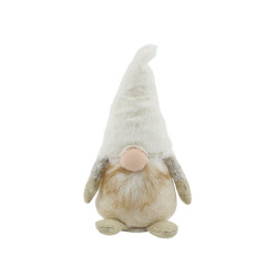 Figurina decorativa Craciun, tip gnom, crem + alb, 13 x 8 x 23 cm, D3731127