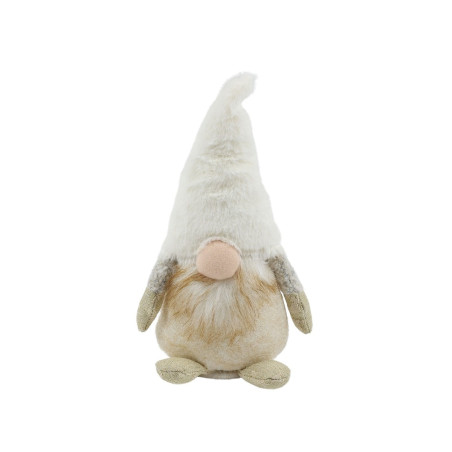 Figurina decorativa Craciun, tip gnom, crem + alb, 13 x 8 x 23 cm, D3731127