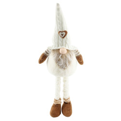 Figurina decorativa Craciun, tip gnom, maro + crem + alb, 24 x 18 x 60 / 80 cm, D382279