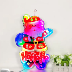 Figurina Mos Craciun, Hoff, 84 LED-uri, lumina multicolora, alimentare curent electric, H 43 cm