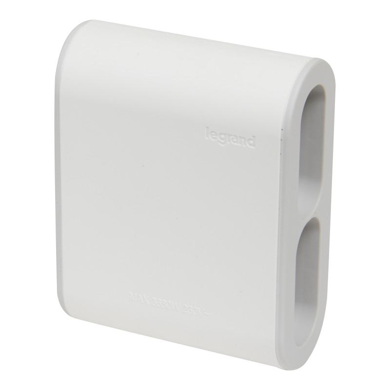 Adaptor 4 prize Legrand 049400, 6 A, alb + gri, contact de protectie, protectie copii, iesiri laterale