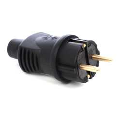 Fisa cauciuc 1328, contact de protectie, 16A, negru