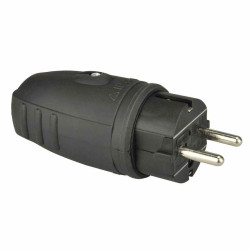 Fisa cauciuc 40548L, contact de protectie, 16A, negru