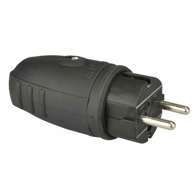Fisa cauciuc 40548L, contact de protectie, 16A, negru