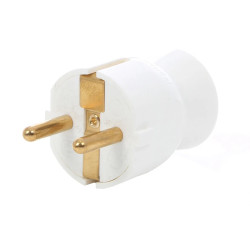 Fisa cu iesire dreapta 050315, contact de protectie, 16A, alb