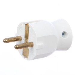 Fisa cu iesire laterala 050316, contact de protectie, 16A, alb