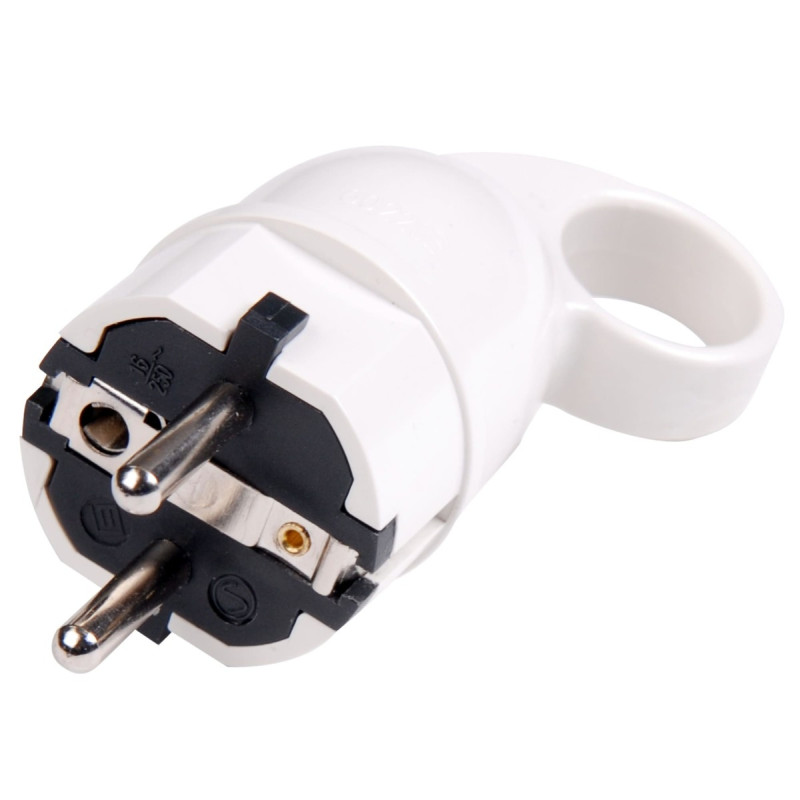 Fisa cu inel Line, contact de protectie, 16A, alb