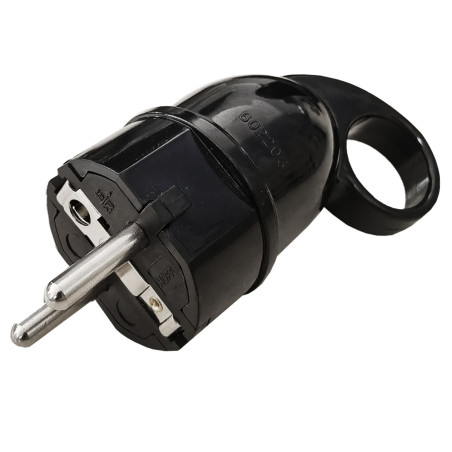 Fisa cu inel Line, contact de protectie, 16A, negru