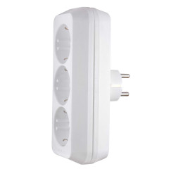 Fisa tripolara 44795, contact de protectie, 16A, alb