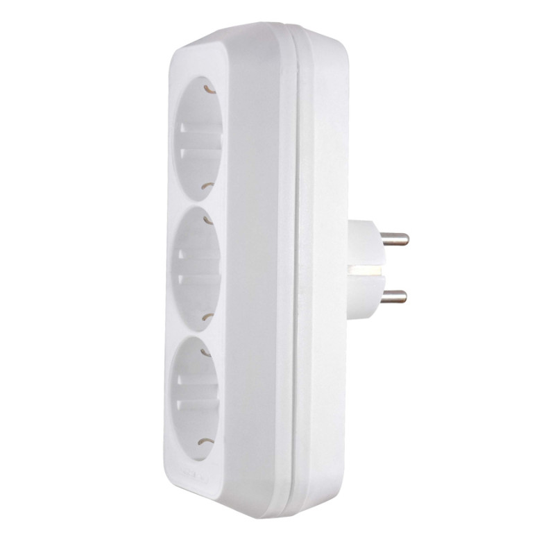 Fisa tripolara 44795, contact de protectie, 16A, alb
