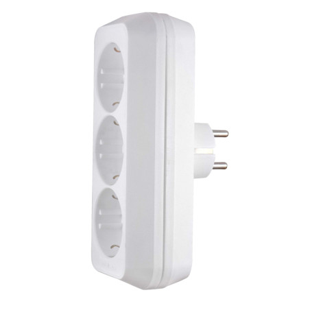 Fisa tripolara 44795, contact de protectie, 16A, alb