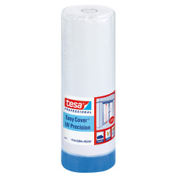 Folie de acoperire cu banda mascare, tesa Easy Cover 4411 UV Precizie, transparenta, exterior, 17 x 2.6 m