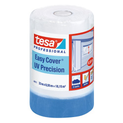 Folie de acoperire cu banda mascare tesa Easy Cover 4411 UV Precizie, transparenta, exterior, 33 x 0.55 m