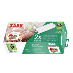 Folie pentru aparat de vidat alimente, tip rola, Zass ZVSR 04, 28 x 500 cm, grosime 0.18 mm, rezistenta la caldura si frig, fara
