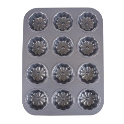Forma de copt briose, otel cu acoperire teflon, dreptunghiulara, negru, 35.5 x 26.5 cm, 12 compartimente