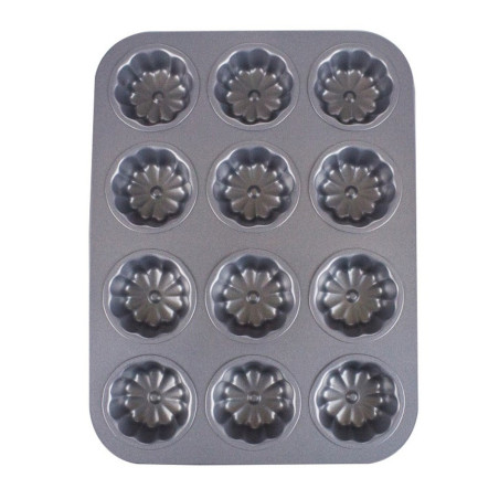 Forma de copt briose, otel cu acoperire teflon, dreptunghiulara, negru, 35.5 x 26.5 cm, 12 compartimente