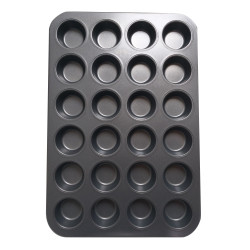 Forma de copt Kasemi 1103559, otel cu acoperire teflon, dreptunghiulara, negru, 26 x 38.5 cm, 24 compartimente