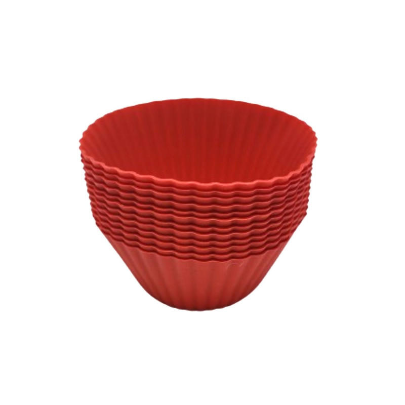 Forme din silicon pentru briose, Kasemi, 4.5 x 7 x 3.7 cm, 1101715, rosu, set 12 bucati Forme din silicon pentru briose, Kasemi, 4.5 x 7 x 3.7 cm, 1101715, rosu, set 12 bucati