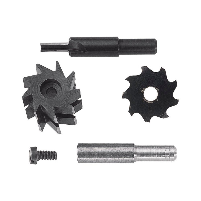 Freza pentru nut + freza pentru feder + freza tip disc + tija 8 mm, Wolfcraft 3254000, pentru bormasina