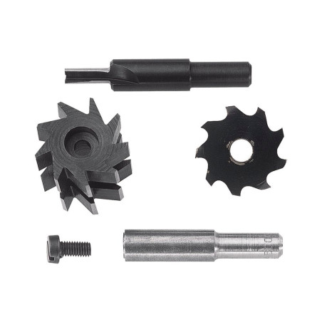 Freza pentru nut + freza pentru feder + freza tip disc + tija 8 mm, Wolfcraft 3254000, pentru bormasina