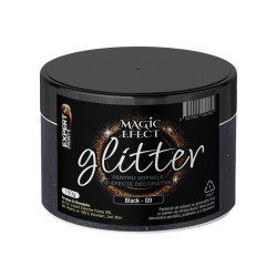 Fulgi colorati cu sclipici pentru vopsele si efecte decorative, interior, Magic Efect glitter, black G9 / negru, 150 g