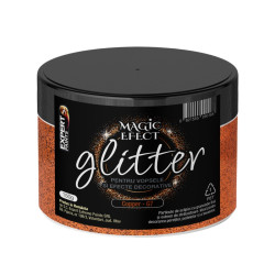 Fulgi colorati cu sclipici pentru vopsele si efecte decorative, interior, Magic Efect glitter, cooper G7 / maro, 150 g