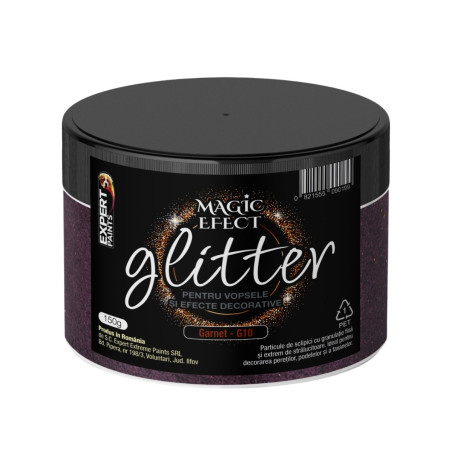 Fulgi colorati cu sclipici pentru vopsele si efecte decorative, interior, Magic Efect glitter, garnet G10 / mov, 150 g