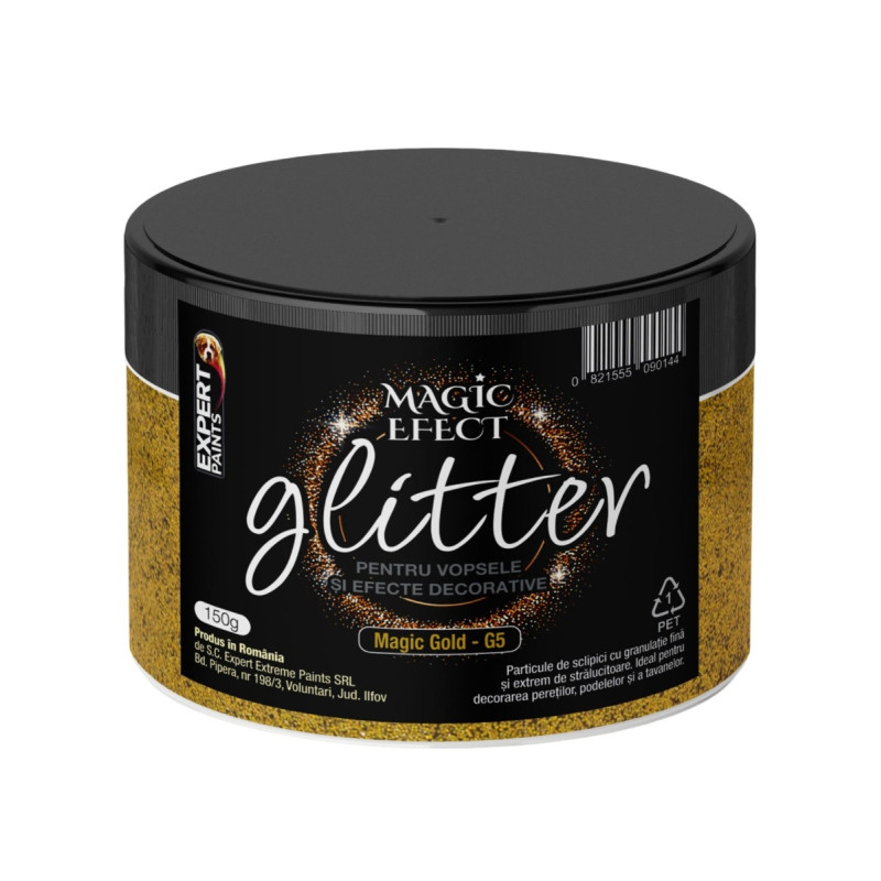 Fulgi colorati cu sclipici pentru vopsele si efecte decorative, interior, Magic Efect glitter, magic gold G5 / auriu, 150 g