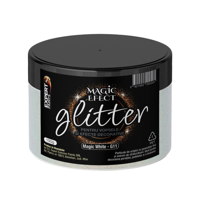 Fulgi colorati cu sclipici pentru vopsele si efecte decorative, interior, Magic Efect glitter, magic white G11 / alb, 150 g Fulgi colorati cu sclipici pentru vopsele si efecte decorative, interior, Magic Efect glitter, magic white G11 / alb, 150 g