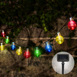 Ghirlanda luminoasa cu panou solar Hoff, exterior, 10 LED-uri becuri colorate, 1.8 m