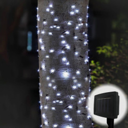 Ghirlanda luminoasa cu panou solar Hoff, exterior, 100 LED-uri cu lumina rece, 12.9 m, functie statica si flash