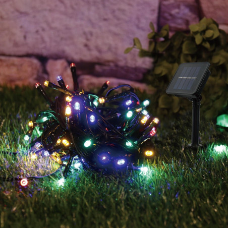 Ghirlanda luminoasa cu panou solar Hoff, exterior, 100 LED-uri multicolore, 9.9 m, controler